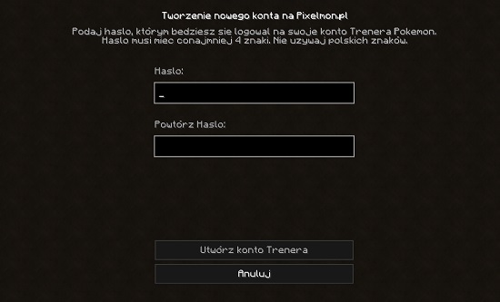 rejestruj się w grze pokemon minecraft rejestracja